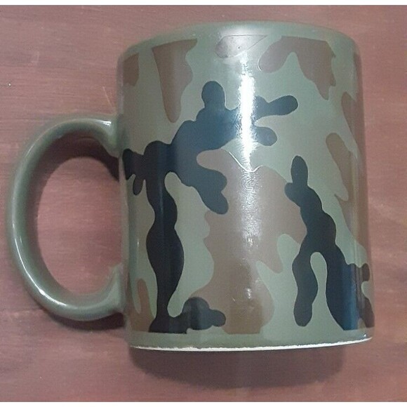 Marines military coffee mug with yellow print Semper Fidelis Green Camo Ceramic - Picture 2 of 5